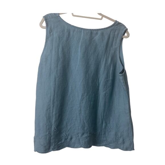 J.Jill 2 Piece Blue Linen Embroidered Skirt Set Size XL ,18 - Picture 4 of 13